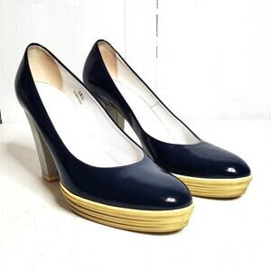 Vintage Hogan Patent Leather Sneaker Platform Heels 38.5